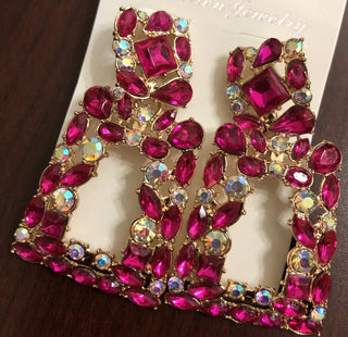Pink Rhinestone Dangling Earrings RSV B22|99217