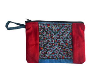 Cross-stitch Short Strap Zip Wallet|112420