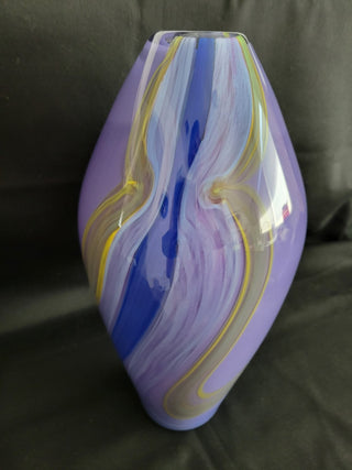 11" Handblown Purple Art Glass Vase, Signed Lindsay RCD