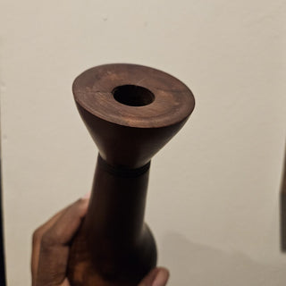 Dark Wooden Curved Taper Candleholder (BRI) - MTS|118741