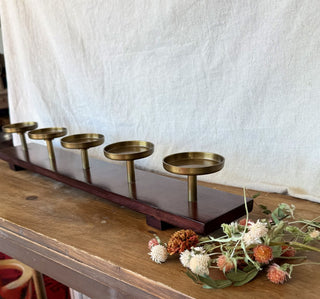 Crate & Barrel Brass 5-Pillar Candelabra (LZD - RSV)|126138