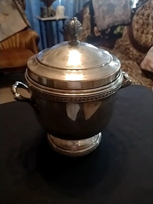Silver plated ice bucket with glass lining