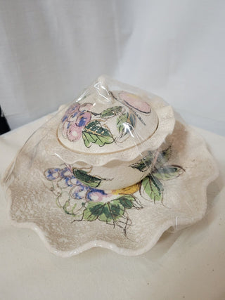 Vintage Textured Covered Dish & Plate 3 pcs RCD