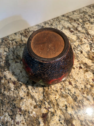 Wooden Vase/Pot with Carved Cherries   MTS