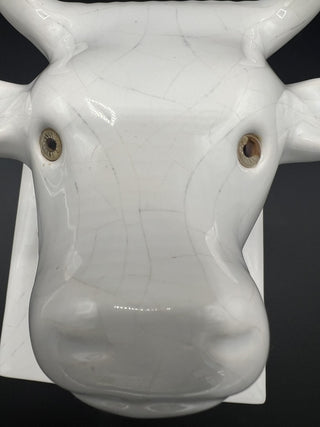 Ceramic White Cow Bull Head Towel Apron Holder|96358