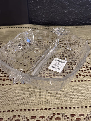 Vintage Fosteria 2 section w/ 4 feet serving dish-RCD|85434