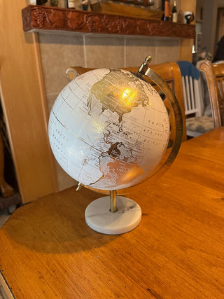 12" High Gold/White Globe w/Marble Base RSV|101709