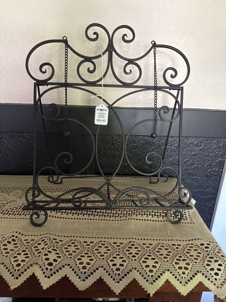 Vintage Black Rod Iron collapsible Cookbook Holder -RCD
