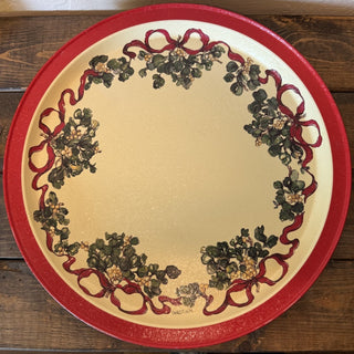 Vtg Potpourri Press Mistletoe Tin Serving Tray RCD|124724