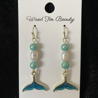blue & white mermaid tail earrings RSV