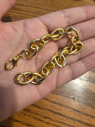 Gold Tone Chain Bracelet Chunky|87896