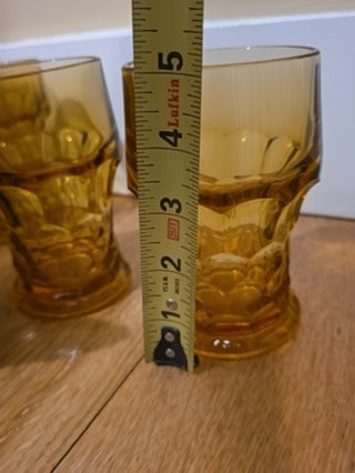 RF 4x Vtg Anchor Hocking Amber Tumblers