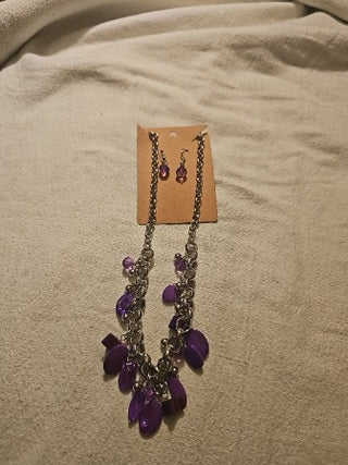 I Want to Sea The World Purple Necklace & Earrings Set
