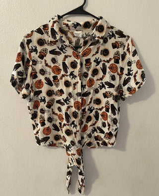 Spirt Halloween Button Up Collar Tie front shirt XL #63 VV MTS|118663