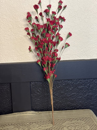 Faux Red Paper Flower Stems with green stems sold Separately|85411