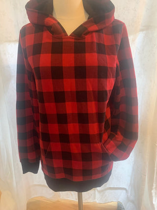 Black & Red checkered sweatshirt w/Kangroo pocket & hood|127625