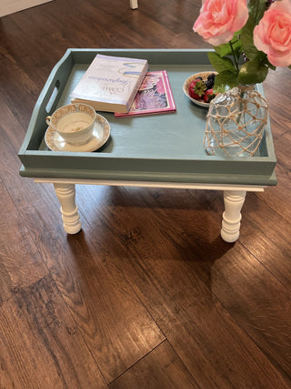 Handmade Breakfast in Bed Tray with Legs (Teal/White)|75826
