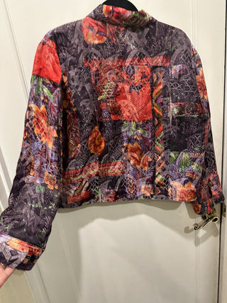 Chico's silk jacket mix pattern  Size 1 #47 VV MTS|97288