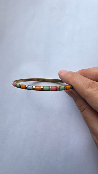 Vintage enamel brass bangke bracelet|85520
