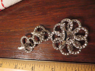 Turquoise blue flower brooch & clip on earrings set RCD|150253