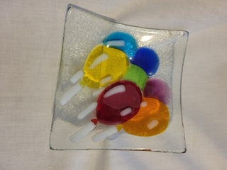 Dynasty Gallery 4" Fused Glass Dish, Balloon Pattern RCD