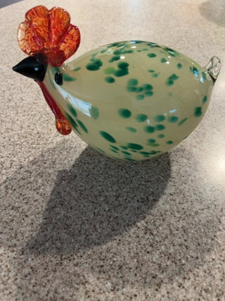 Hand blown art glass chicken