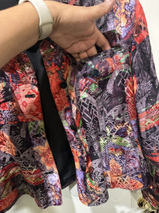 Chico's silk jacket mix pattern  Size 1 #47 VV MTS|97290