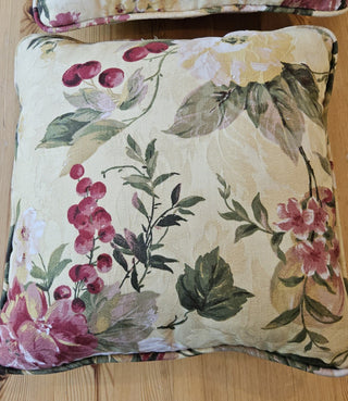 Throw pillow vintage floral, yellow, green, reds, RSV|97374