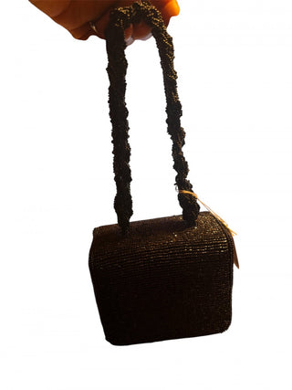 Art Deco style Beaded Box Bag in Black Beaded Evening Bag #62 VV MTS