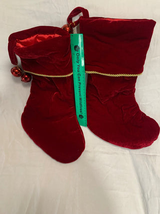 Red velveteen Christmas stocking w/gold band  MTS|132207