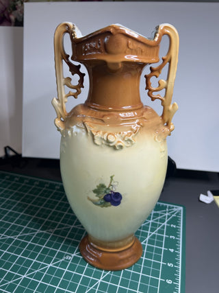 Ceramic vase with handles-grape design|53412