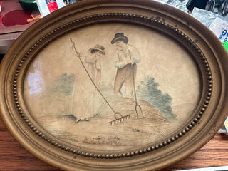Vtg. watercolor - "the Hay"  in gold wood frame 7"x9" RCD