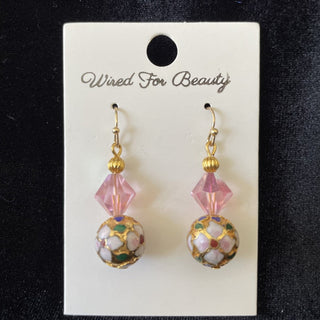 pink earrings w/ cloisonne beads RSV