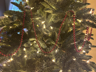 Shiny Red Bead Garlands, Two 9’ Strands     MTS|131757