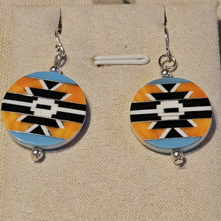 .925 inlaid double sided dangle earrings|89626