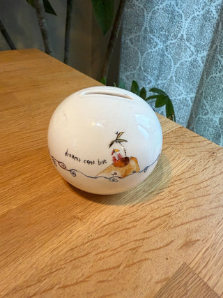 White Oval Ceramic Piggy Bank