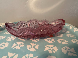 Pressed Glass Oval Bowl PINK MTS|115219
