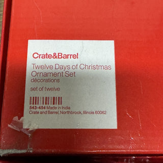 Crate & Barrel 12 Days of Christmas Ornament Set RCD|125477