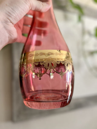 Boho Glass Red and Gold Decanter MTS|113471