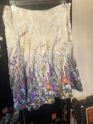 Chicos Size 2 Floral English Garden Silk Skirt #63 VV MTS