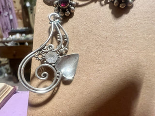 Stirling Silver and Garnet? Ornate Earrings MTS