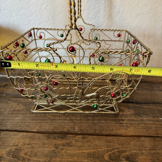 Ornate Gold Twisted Wire Reindeer Basket RCD|124661