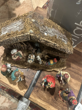 Vintage Italian Nativity Set with Stable 1970's 11" X 17" #63 VV MTS|130539