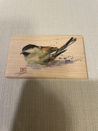 Wood postcard hand painted bird RSV