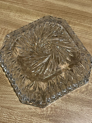 4" Vtg Crystal Trinket Box Hearts, W. Germ--SP MTS