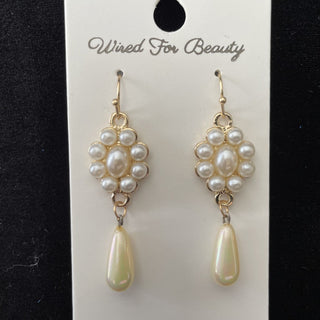 earrings, faux pearl w/ teardrop dangle RSV