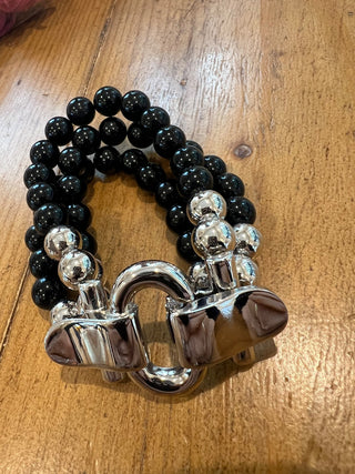 Black Silver 3-strand bracelet MTS|127054