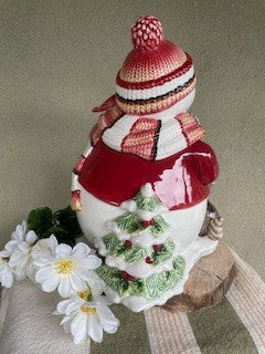 Fitz & Floyd Woodland Snowman Cookie Jar RCD|131250