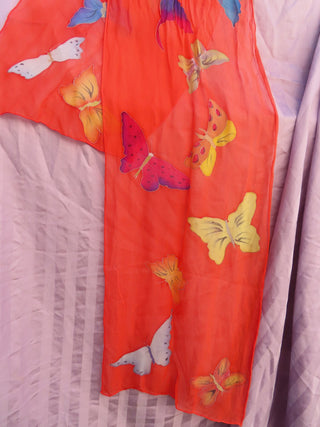 Long 62 inch orange scarf w/butterflies MTS|66376