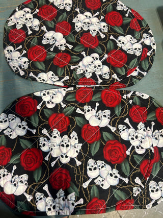 Set of 4Roses and skulls placemats